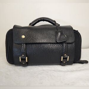 Black Leather Curduroy Travel Bag